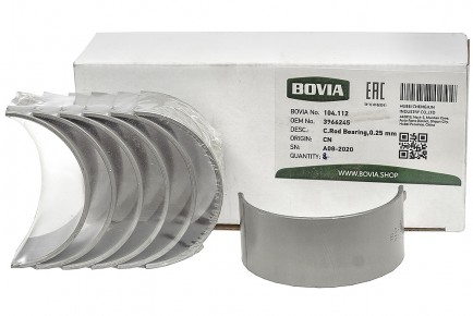 104.112 Вкладыш коленвала шатунный нижний ремонт. (0.25 мм) КАМАЗ дв. Cummins 6CT, ISC, L, ISLe 3966245 - BOVIA - 400х267