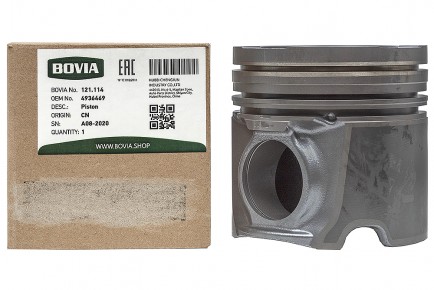 121.114 Поршень КАМАЗ дв. Cummins L, QSL, ISLe 5302254 Евро-4 (с 2-мя выемками) - BOVIA - 400х267
