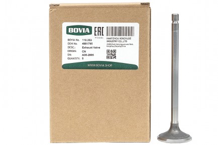 110.263 Клапан выпускной КАМАЗ дв. Cummins ISLe, L 3942589, 4981795, 3969637 - BOVIA - 400х267