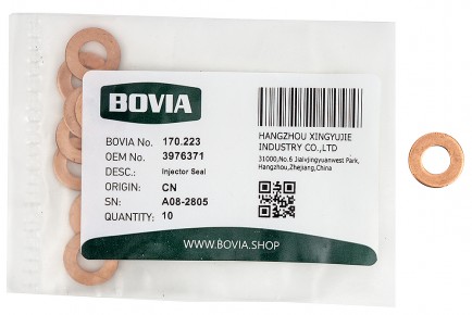 170.223 Шайба форсунки 4937065 медная КАМАЗ дв. Cummins ISBe, QSB Евро-3,4 3976371 - BOVIA - 400х267